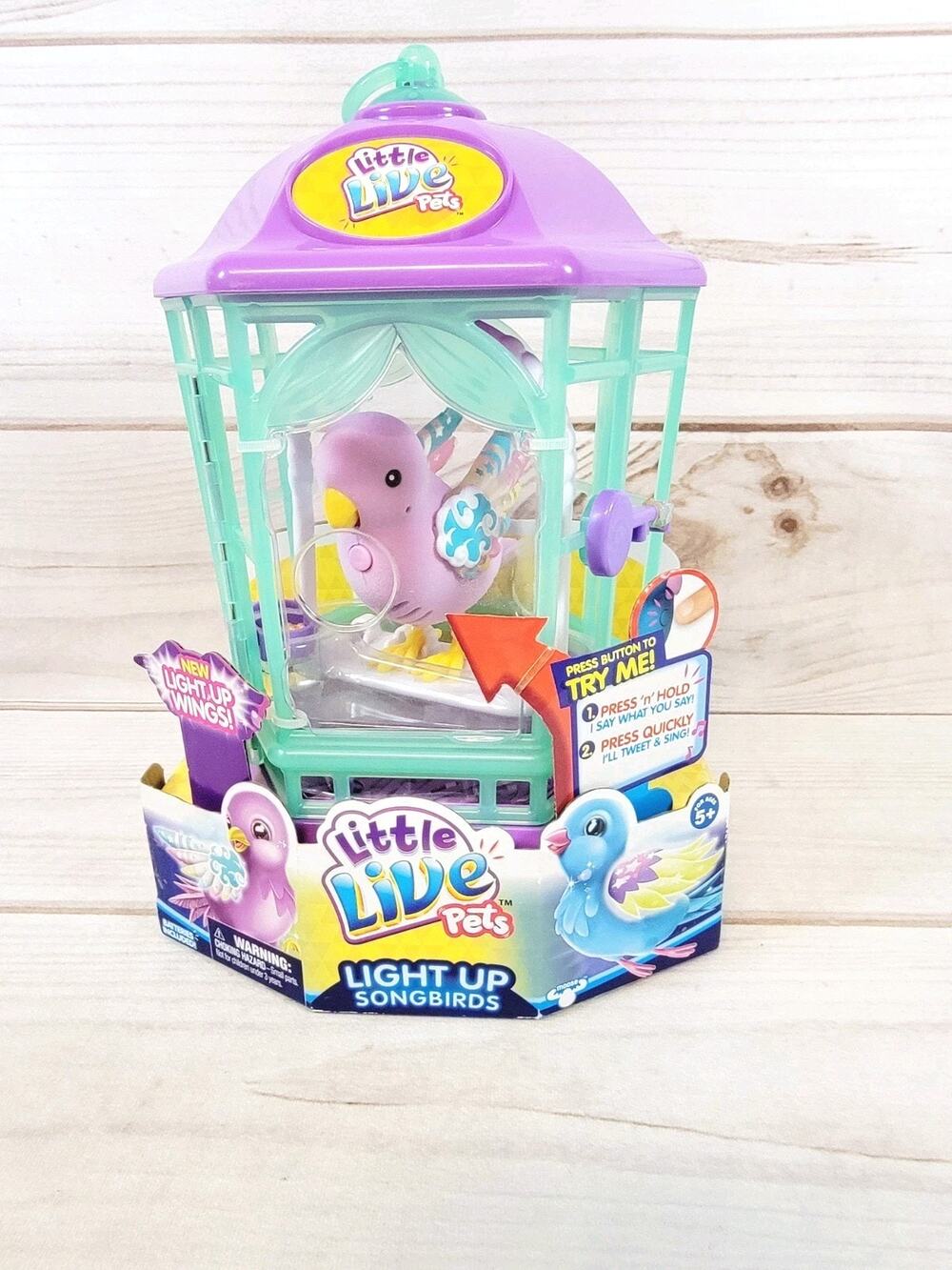 Little Live Pets Light Up Songbird Lil Bird Cage Rainbow Glow Purple Vintage NEW